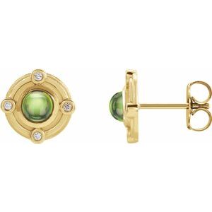 14K Yellow Gold Natural Peridot & .03 CTW Natural Diamond Earrings