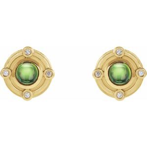 14K Yellow Gold Natural Peridot & .03 CTW Natural Diamond Earrings – image 2