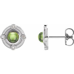 Sterling Silver Natural Peridot & .03 CTW Natural Diamond Earrings