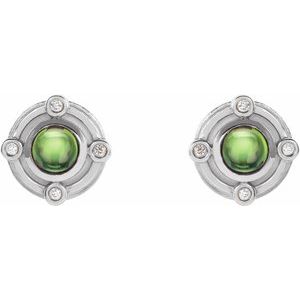 Platinum Natural Peridot & .03 CTW Natural Diamond Earrings – image 2