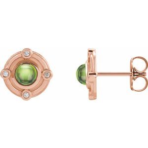 14K Rose Gold Natural Peridot & .03 CTW Natural Diamond Earrings