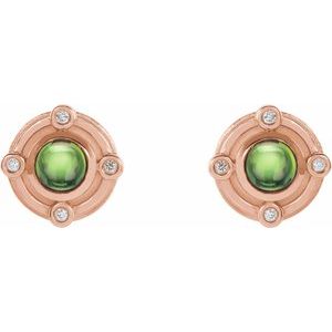 14K Rose Gold Natural Peridot & .03 CTW Natural Diamond Earrings – image 2