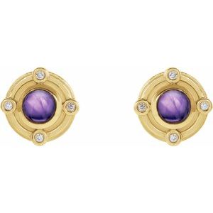 14K Yellow Gold Natural Amethyst & .03 CTW Natural Diamond Earrings – image 2