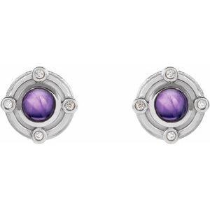 Platinum Natural Amethyst & .03 CTW Natural Diamond Earrings