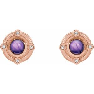 14K Rose Gold Natural Amethyst & .03 CTW Natural Diamond Earrings – image 2