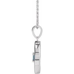 Platinum Natural Aquamarine & 1/4 CTW Natural Diamond Disc 16-18" Necklace