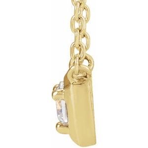 14K Yellow Gold 1/10 CT Natural Diamond Solitaire 18" Necklace