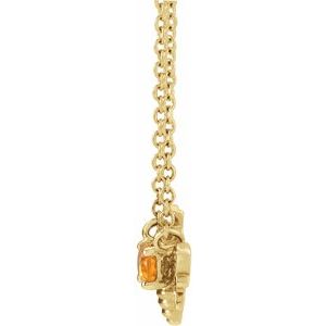 14K Yellow Natural Orange Garnet Bee 16" Necklace