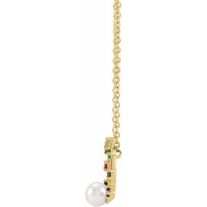 14K Yellow Gold Akoya Cultured Pearl Hold You Forever® Rainbow Baby 18" Necklace