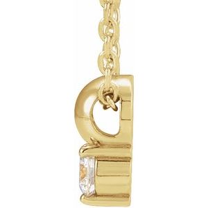 14K Yellow Gold .03 CT Natural Diamond Bead 16-18" Necklace