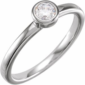 14K White Gold 1/4 CT Lab-Grown Diamond Bezel-Set Ring