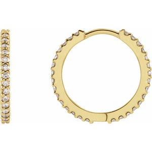 14K Yellow Gold 1/4 CTW Natural Diamond 17.63 mm Hoop Earring