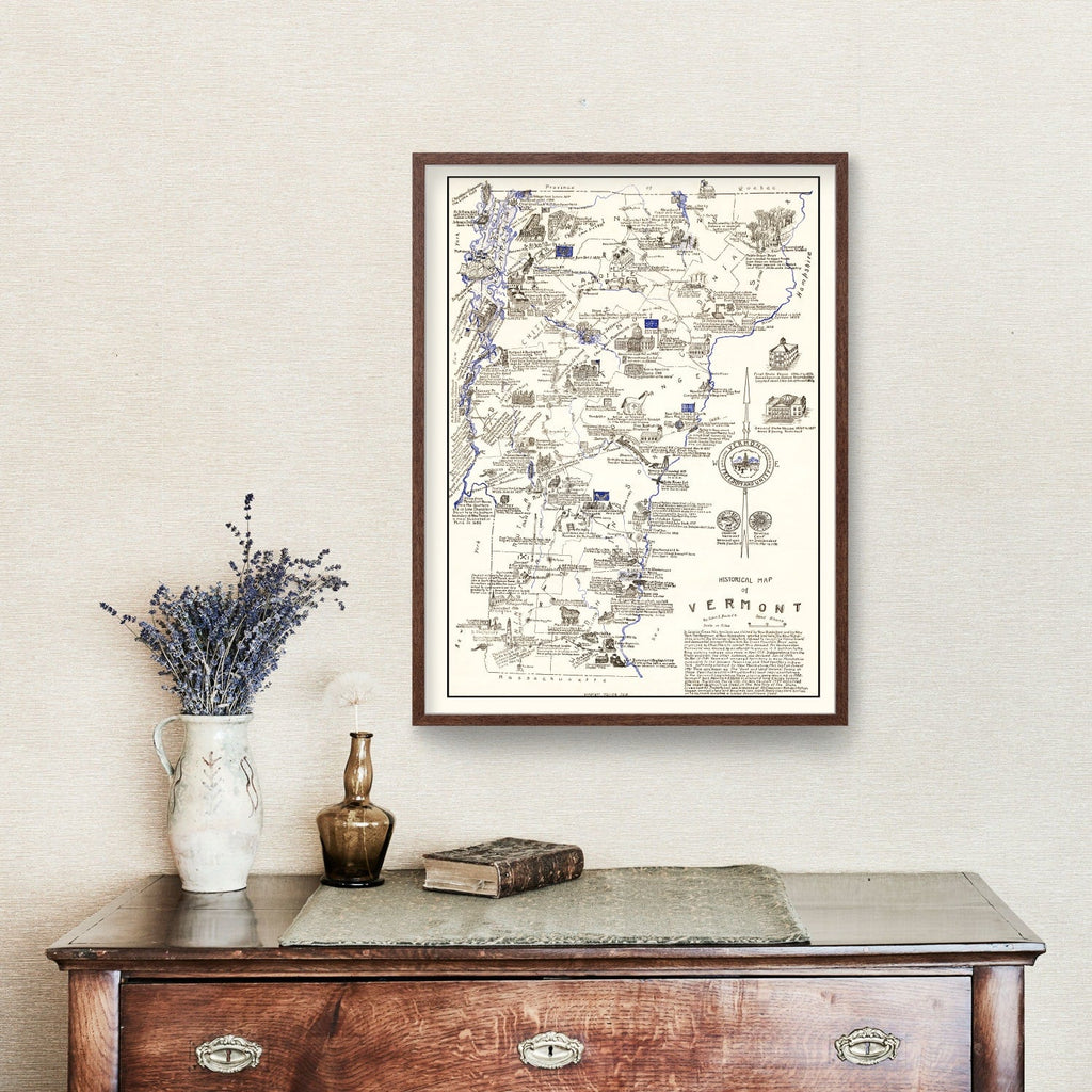 Vintage Map of Vermont 1934