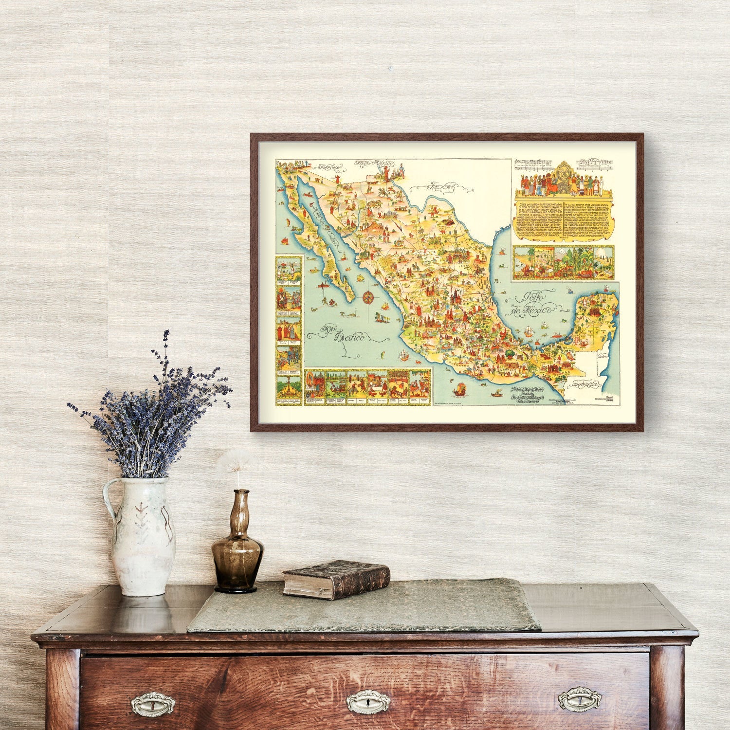 Vintage Pictorial Map of Mexico, 1931