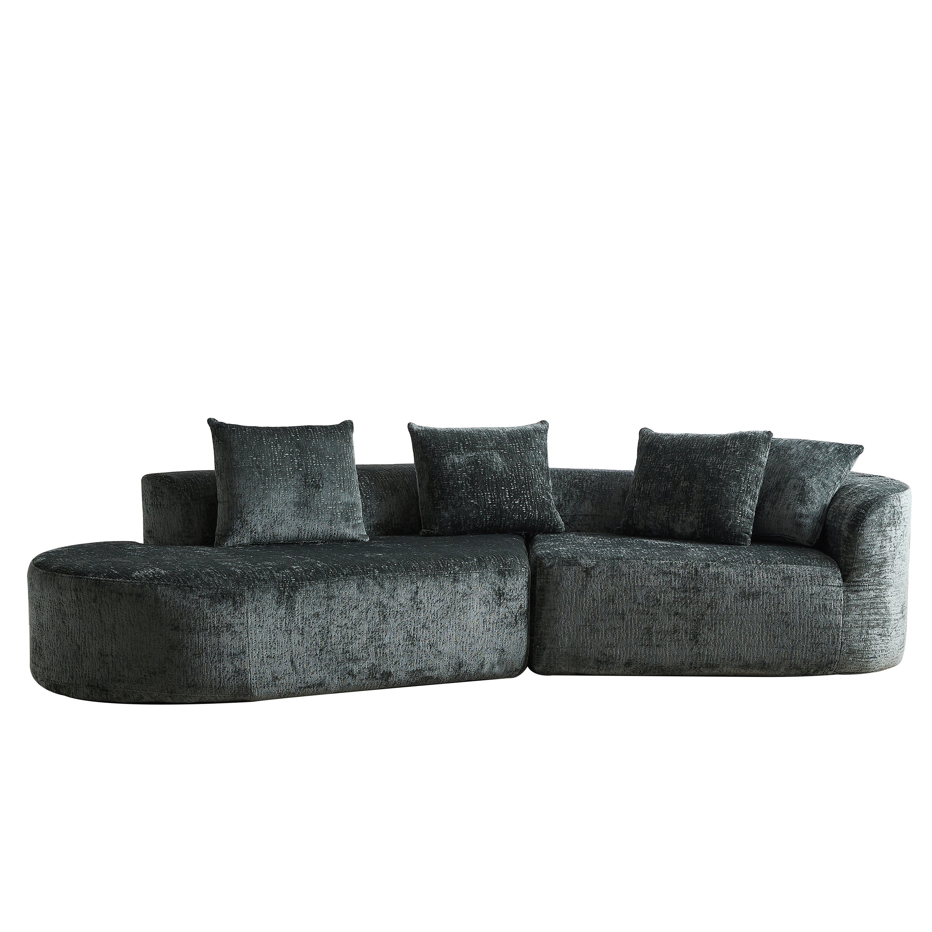 Modern Upholstered Oversized Sectional Sofa, 114-Inch Chenille 4-Seater Extra Deep & Wide Seat Curved Cloud Couch with 4 Throw Pillows, Free Combination Sofa Couch for Living Room,Bedroom
