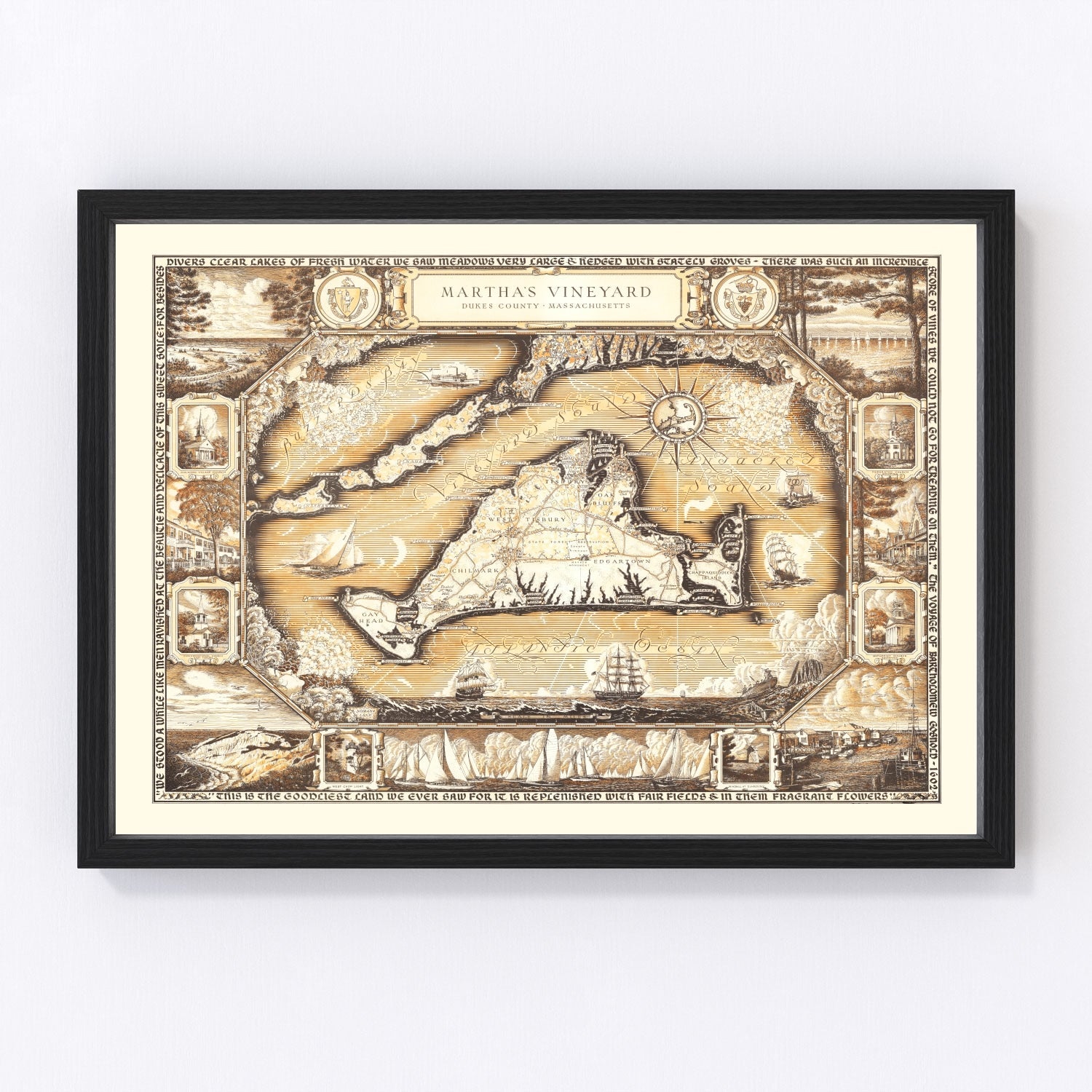 Vintage Map of Martha's Vineyard, 1954