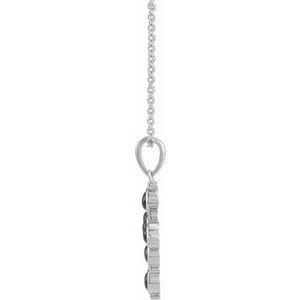 14K White Gold Natural Black Onyx Cross 16-18" Necklace
