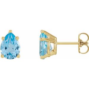 14K Yellow Gold 8x6 mm Pear 5-Prong Earring Mounting – image 2