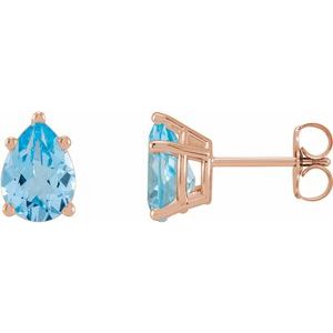 14K Rose Gold 8x6 mm Pear 5-Prong Earring Mounting – image 2