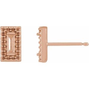 14K Rose Gold 4x1.5 mm Straight Baguette Halo-Style Earring Mounting