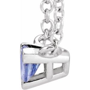 14K White Gold Natural Tanzanite Solitaire 18" Necklace