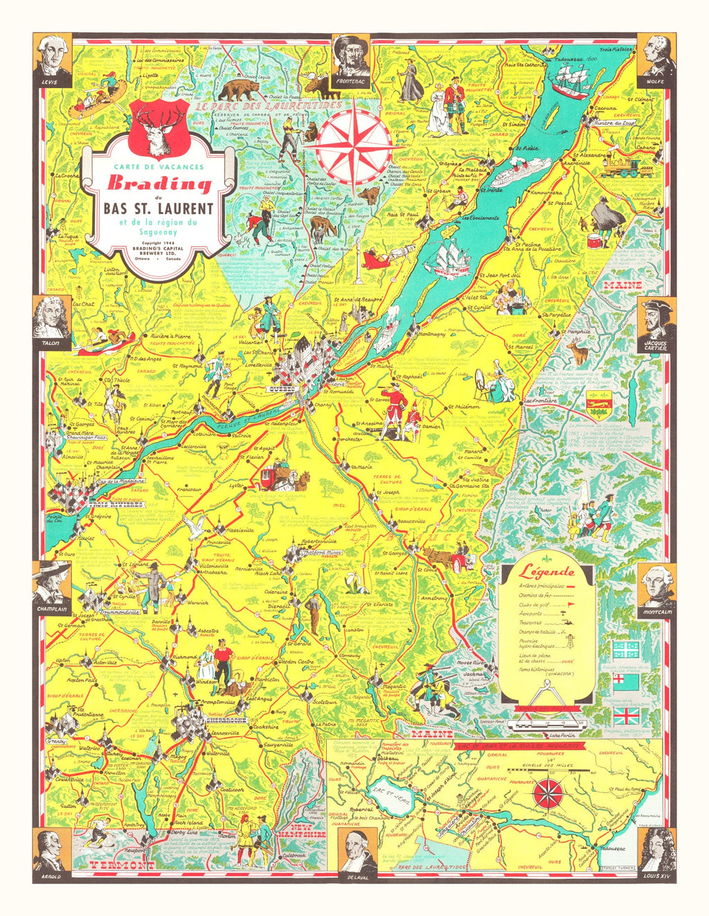 Vintage Map of Saguenay, 1948