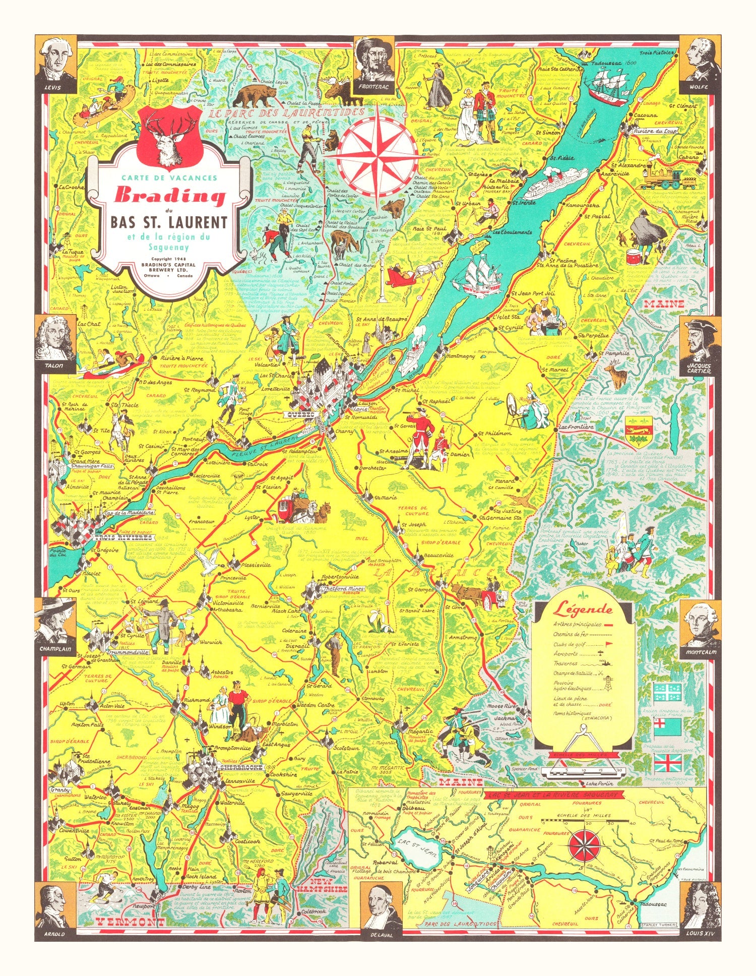 Vintage Map of Saguenay, 1948