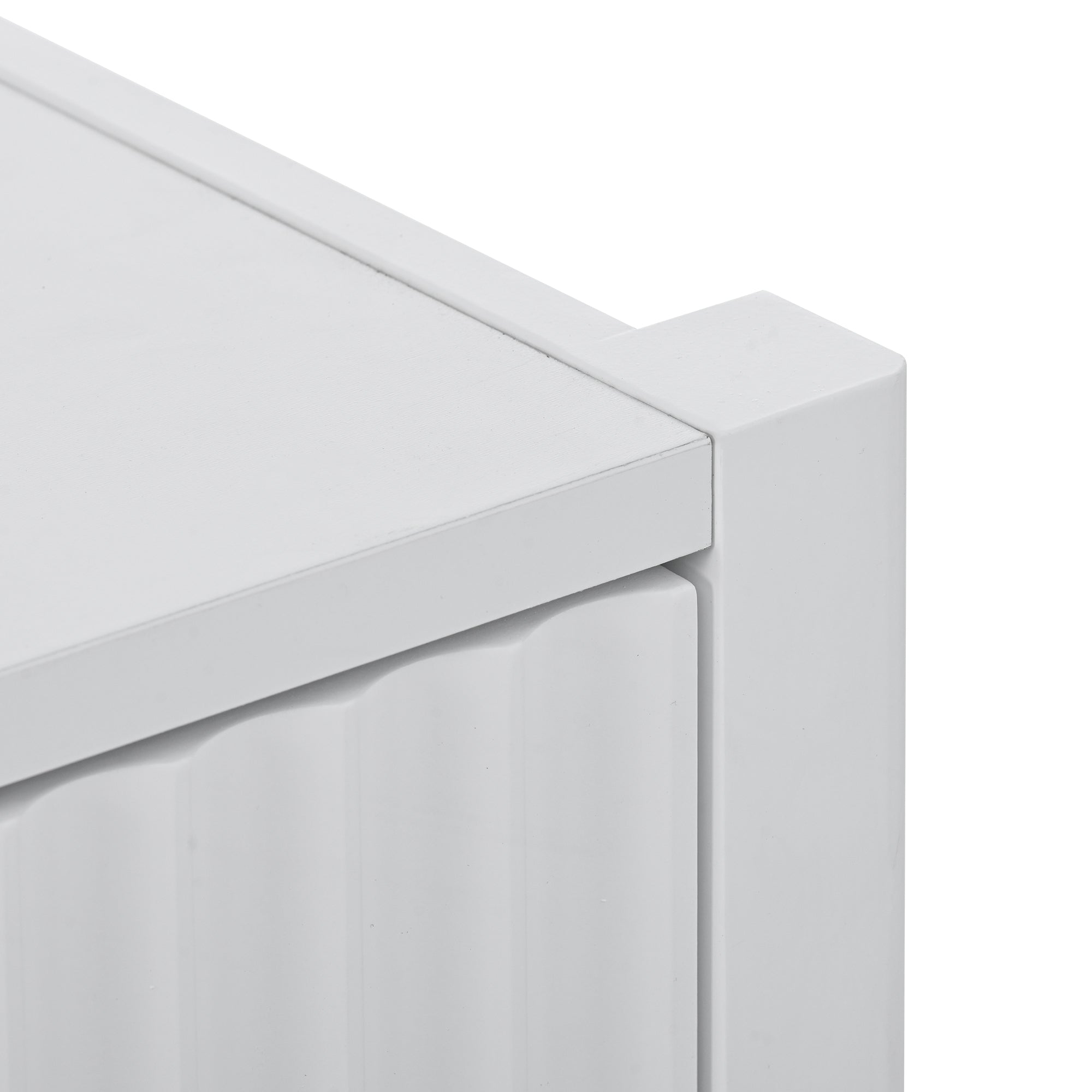 U_Style 63.1''Modern 4-Vertical Wavy Slatted Doors Sideboard,Storage Cabinet With Elegant Design, Solid Wood Legs with Painted,Metal Handles,for Dining Room,Living Room, Kitchen, or Entryway(White)