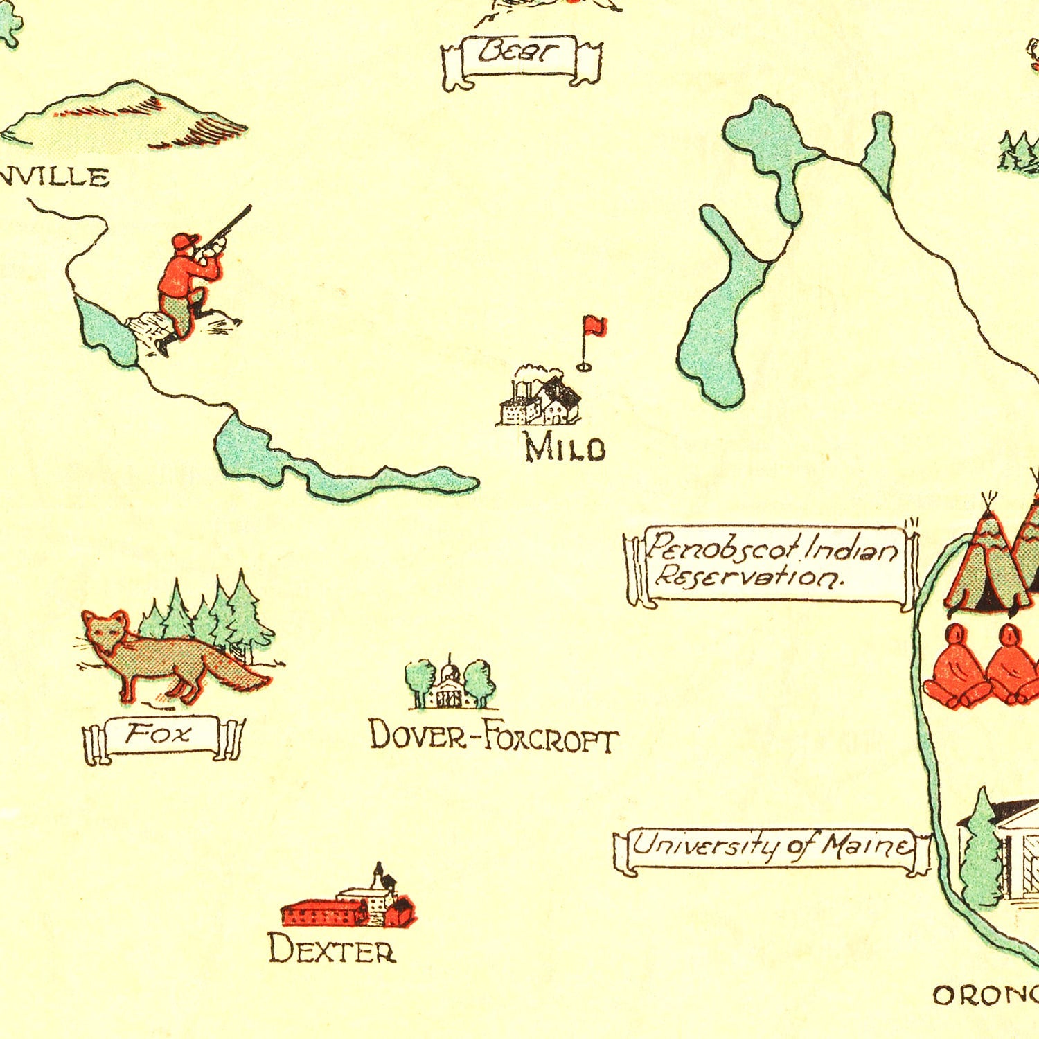 Vintage Map of Maine 1934