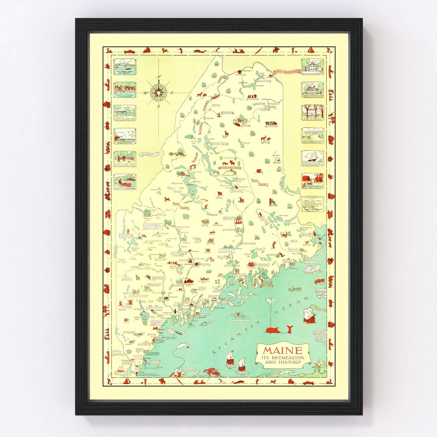 Vintage Map of Maine 1934