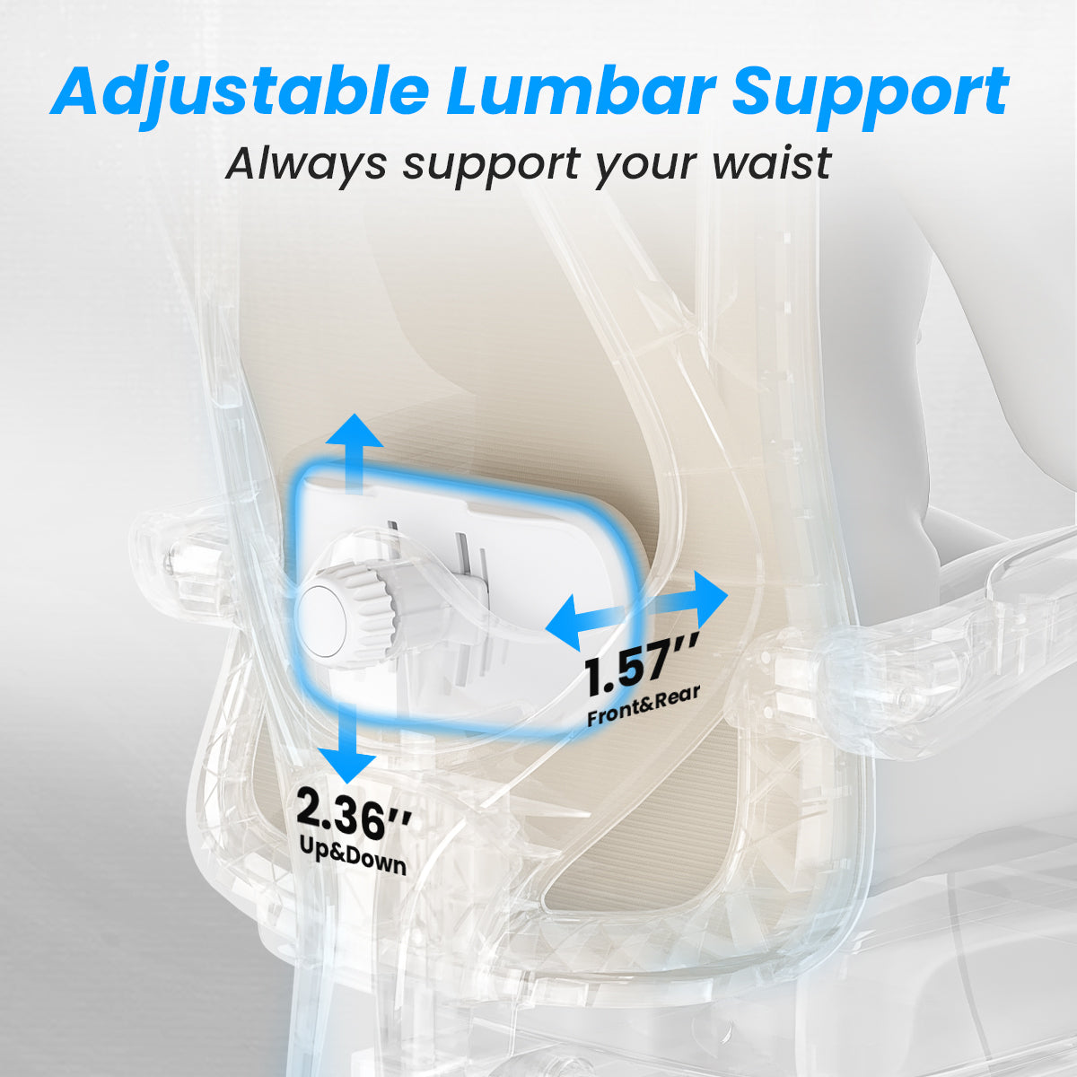 Ergonomic Office Chair with Footrest, Mesh Office Desk Chair with Headrest, High Back Computer Chair with Adjustable Lumbar Support for Home Office Study Room Bedroom, White & Kakhi