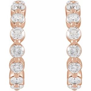 14K Rose Gold 3/4 CTW Lab Grown Diamond 12.7 mm Huggie Earrings – image 2