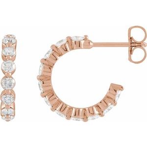 14K Rose Gold 7/8 CTW Lab Grown Diamond 14.5 mm Huggie Earrings