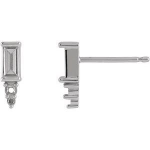 Platinum 4x2 mm Straight Baguette Bar Earring Mounting