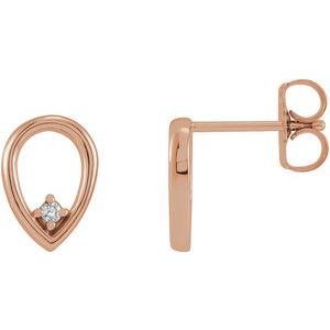 14K Rose Gold .03 CTW Natural Diamond Geometric Earrings