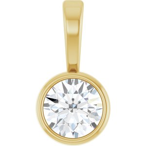 14K Yellow 1/10 CT Natural Diamond Bezel-Set Solitaire Pendant