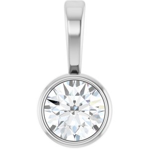 Platinum 1/10 CT Natural Diamond Bezel-Set Solitaire Pendant