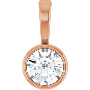 14K Rose 1/10 CT Natural Diamond Bezel-Set Solitaire Pendant