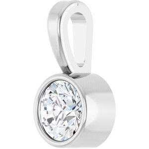 14K White 1/10 CT Natural Diamond Bezel-Set Solitaire Pendant