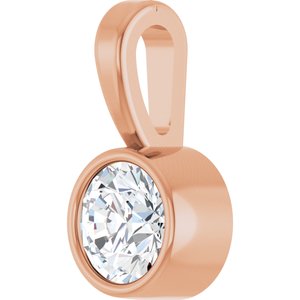 14K Rose 1/10 CT Natural Diamond Bezel-Set Solitaire Pendant