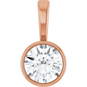 14K Rose 1/4 CT Lab-Grown Diamond Bezel-Set Solitaire Pendant