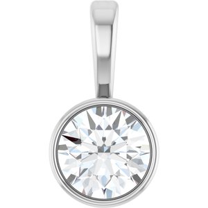 14K White 1/4 CT Natural Diamond Bezel-Set Solitaire Pendant
