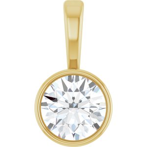 14K Yellow 1/4 CT Natural Diamond Bezel-Set Solitaire Pendant