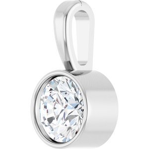 14K White 1/4 CT Natural Diamond Bezel-Set Solitaire Pendant