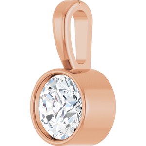 14K Rose 1/4 CT Lab-Grown Diamond Bezel-Set Solitaire Pendant