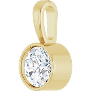 14K Yellow 1/4 CT Natural Diamond Bezel-Set Solitaire Pendant