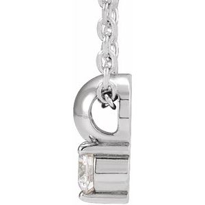 Platinum 1/10 CT Natural Diamond Bead 16-18" Necklace