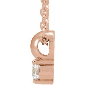 14K Rose Gold 1/6 CT Natural Diamond Bead 16-18" Necklace