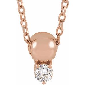 14K Rose Gold 1/10 CT Natural Diamond Bead 16-18" Necklace