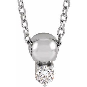 Platinum .02 CT Natural Diamond Bead 16-18" Necklace